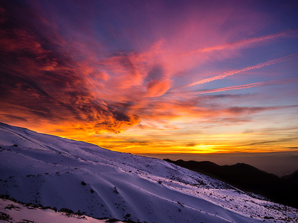 Espectacular atardecer en el parque nacional de Sierra Nevada